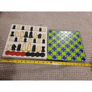 Vintage Chess & Checkers Board 1973 Popomatic & Pieces- Boad & Pieces Dont Match